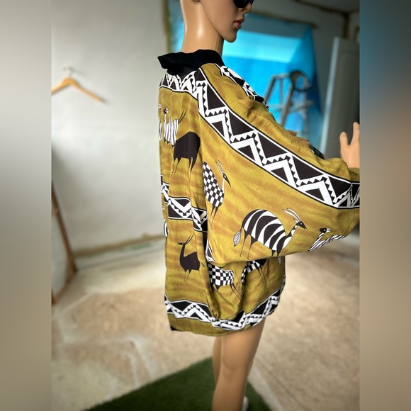 Reversible, Jacket, Throw, Cover, Button Front,Tribal, Africana, Wrap, Cape, - Picture 2 of 10